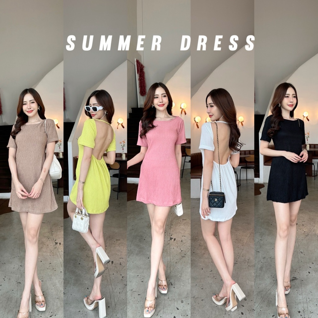 Summer minidress  มินิเดรสเดรสเว้าหลัง ใส่รับซัมเมอร์ คาเฟ่ เที่ยวทะเล เซ็กซี่น่ารักสุดๆ