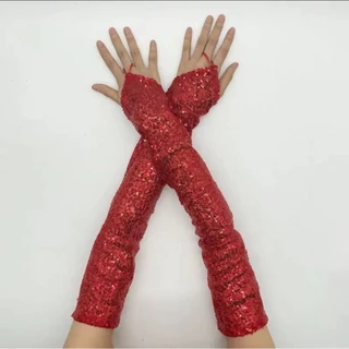 Y6พร้อมส่งในไทย ถุงมือยาวประดับเลื่อม สวยงามหรูหรา เหมาะใส่ออกงานการแสดง วิ๊บวับเล่นแสงสวยมาก มีขนาดเด็กและผู้ใหญ่