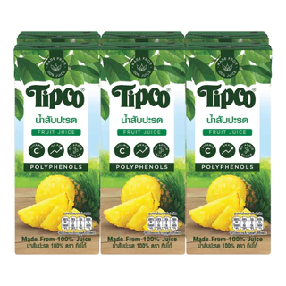 [ยกลัง] TIPCO น้ำสับปะรด Pineapple Juice 100% ขนาด 200 มล. 3x8x200ml ยกลัง 24 กล่อง