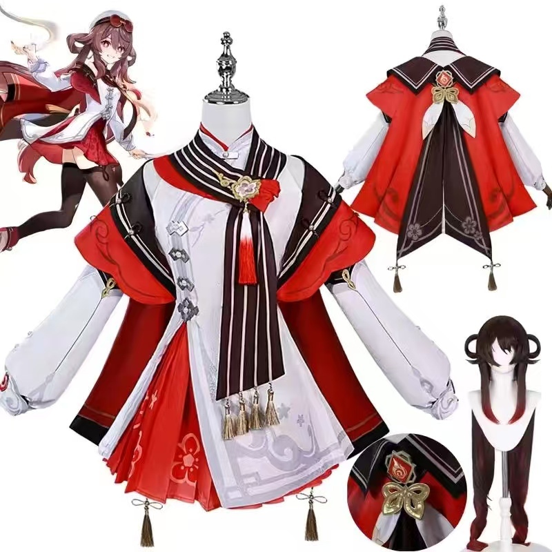 Hutao Cosplay เครื่องแต่งกายเกม Genshin ผลกระทบผิวใหม่เชอร์รี่ Snow-Laden Hutao Cosplay เครื่องแต่งก