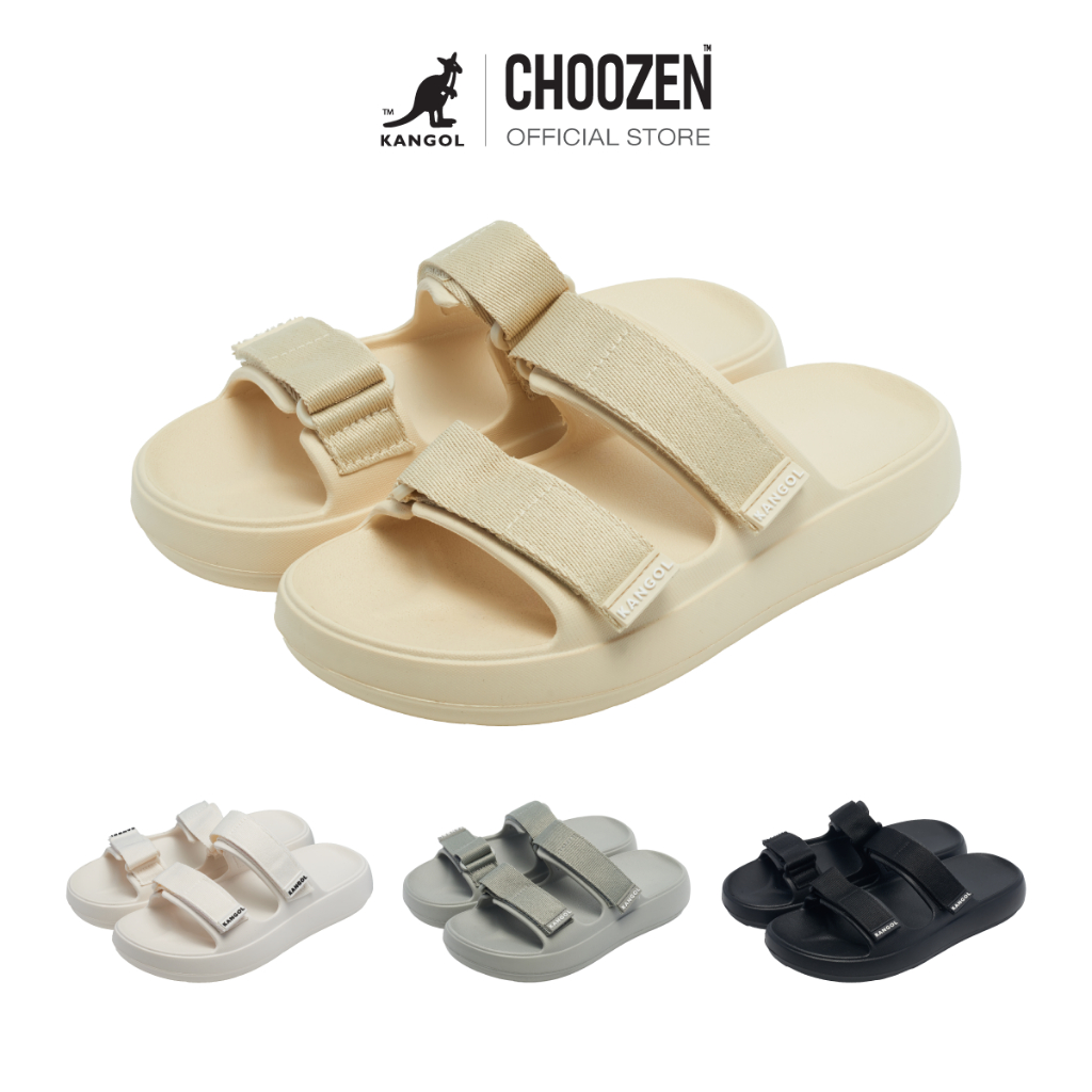 KANGOL Velcro Slippers unisex รองเท้าแตะแบบปรับสายรัดได้ EVA 100% 64551621