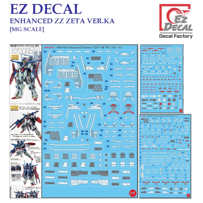 [EZ DECAL] V07 MG ENHANCED ZZ ZETA VER.KA GUNDAM  [MG SCALE ] WATER SLIDE DECAL PRE-CUT