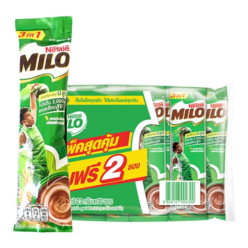 ไมโล 3in1 เครื่องดื่มรสช็อกโกแลตมอลต์ปรุงสำเร็จ ชนิดผง (น้ำหนักสุทธิ 23 กรัม×28ซอง ฟรี2ซอง)