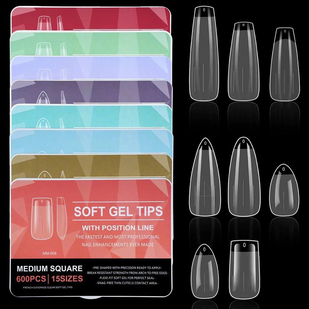SOFT GEL -600ชิ้น มี15เบอร์ ครบไซส์ ตะไบโคนแล้ว ทำเล็บ