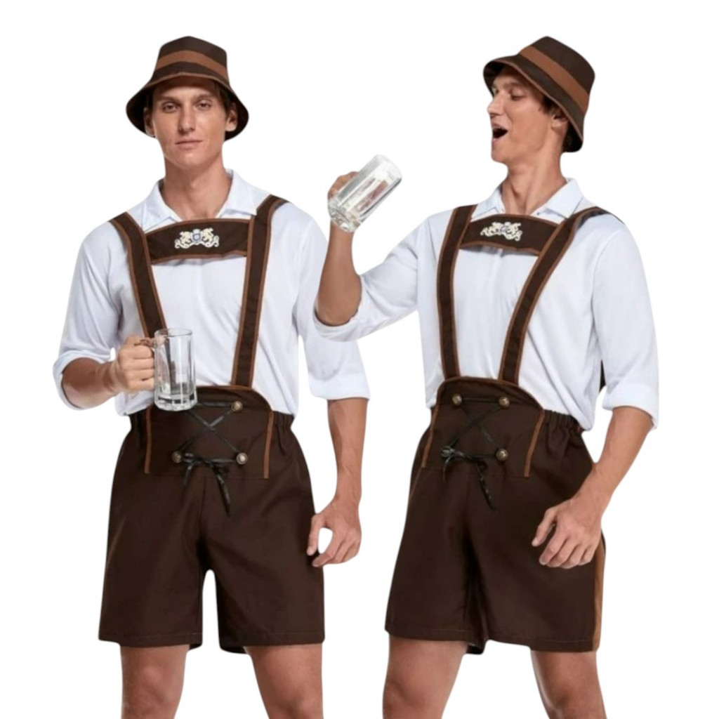 NEW2828 ชุดบาวาเรียน หนุ่มเชียร์เบียร์ เทศกาลเบียร์ อ็อกโทเบอร์เฟสต์ Men German Oktoberfest Costumes ด่วนมีส่งGrabค่า