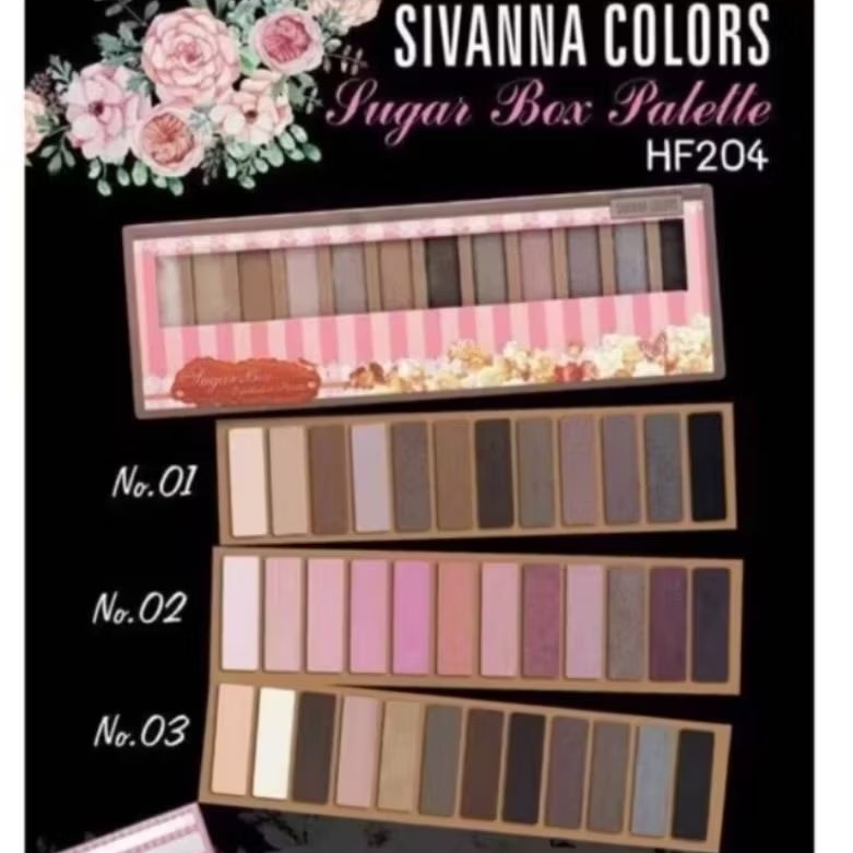 พาเลททาตา 12 เฉดสี ทั้งเนื้อแมท /ซาติน/ชิมเมอร์ Sivanna Sugar Box Eyeshadow Palette.