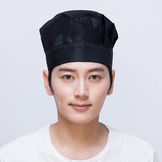 หมวกเชฟ หมวกทำครัว ทรงเห็ด จีบรอบ เหมาะสำหรับเชฟร้านอาหาร เชฟโรงแรม เบเกอรี่ ผ้าฝ้ายโพลีเอสเตอร์ ขนาดฟรีไซด์ พร้อมส่งไวจ