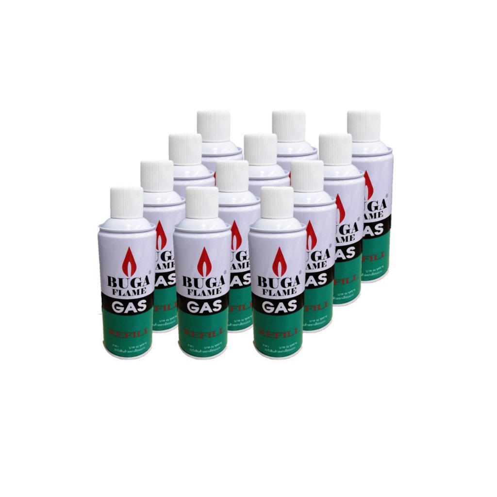BUGA GAS แก๊สกระป๋อง แก๊สเติมไฟแช็ค Flame Refill Gas มอก.974 ยกลัง12กระป๋อง เล็ก กลาง ใหญ่ ปลอดภัยเจ้าเดียว พร้อมส่ง