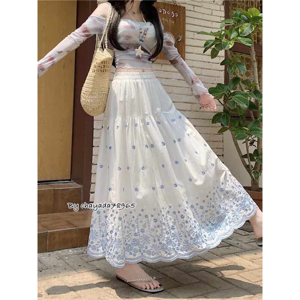 ✨กระโปรงลายปักสุดน่ารัก สไตล์วินเทจหวานๆ ✨ #538