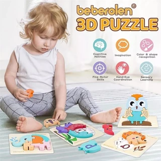 ของเล่นไม้ปลอดภัยเสริมทักษะสำหรับเด็ก 1-3 ขวบ จิ๊กซอว์ไม้ 3D หนาพิเศษ 9มม. ✨ตัวต่อไม้จิ๊กซอว์ เสริมทักษะสมอง
