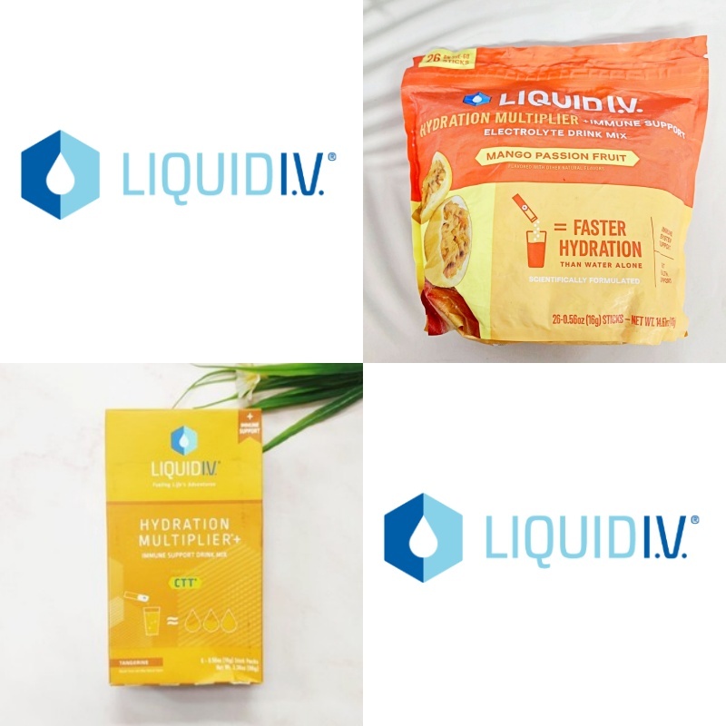 [Liquid I.V.®] Hydration Multiplier+ Immune Support Electrolyte Drink Mix, Tangerine 6 Stick Packs, 