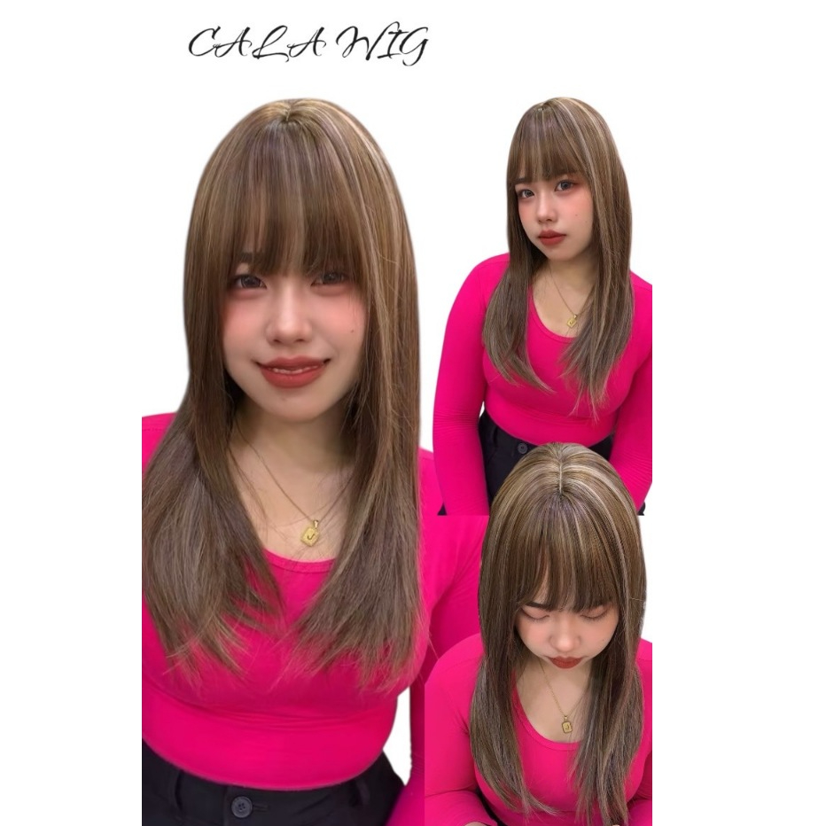 วิกผมปลายสไลด์ วิกผมcalawigsทรงใหม่ ทำจากไหมเกาหลีมีหนังศรีษะบริเวณแสกเหมือนจริง สินค้าสวยตามภาพ100%