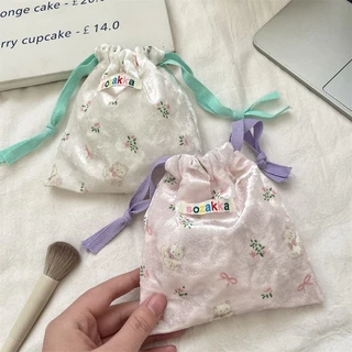 💐DIY💐 ถุงหูรูด ถุงผ้า กำมะหยี่นุ่ม ผ้าเงา กระเป๋าเครื่องสำอาง ลายการ์ตูน ผ้านุ่มนิ่ม