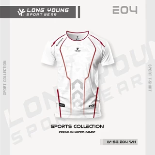 LONG YOUNG เสื้อกีฬา พิมพ์ลายหน้าเดียว คอกลม เสื้อออกกำลังกาย ชุดออกกำลังกาย รุ่น //E04
