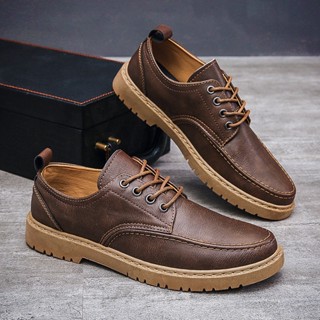 (สินค้าพร้อมส่ง🇹🇭) รองเท้าหนังสีน้ำตาลสไตล์ยุโรปClassic พื้น…