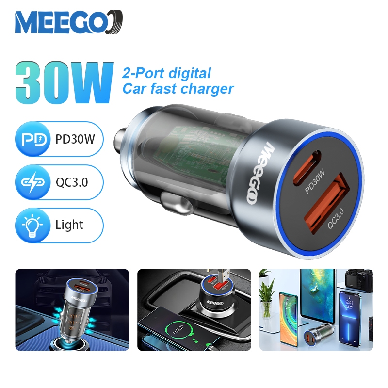 MeeGoo ที่ชาร์จโทรศัพท์ในรถ Type-C＋USB เครื่องชาร์จเร็ว Car Charger