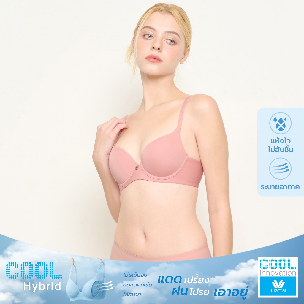 Wacoal Cool Innovation บรามีโครง ฟองน้ำบาง 10 มิล รุ่น WB5P63 สีเนื้ออมส้ม (TO)