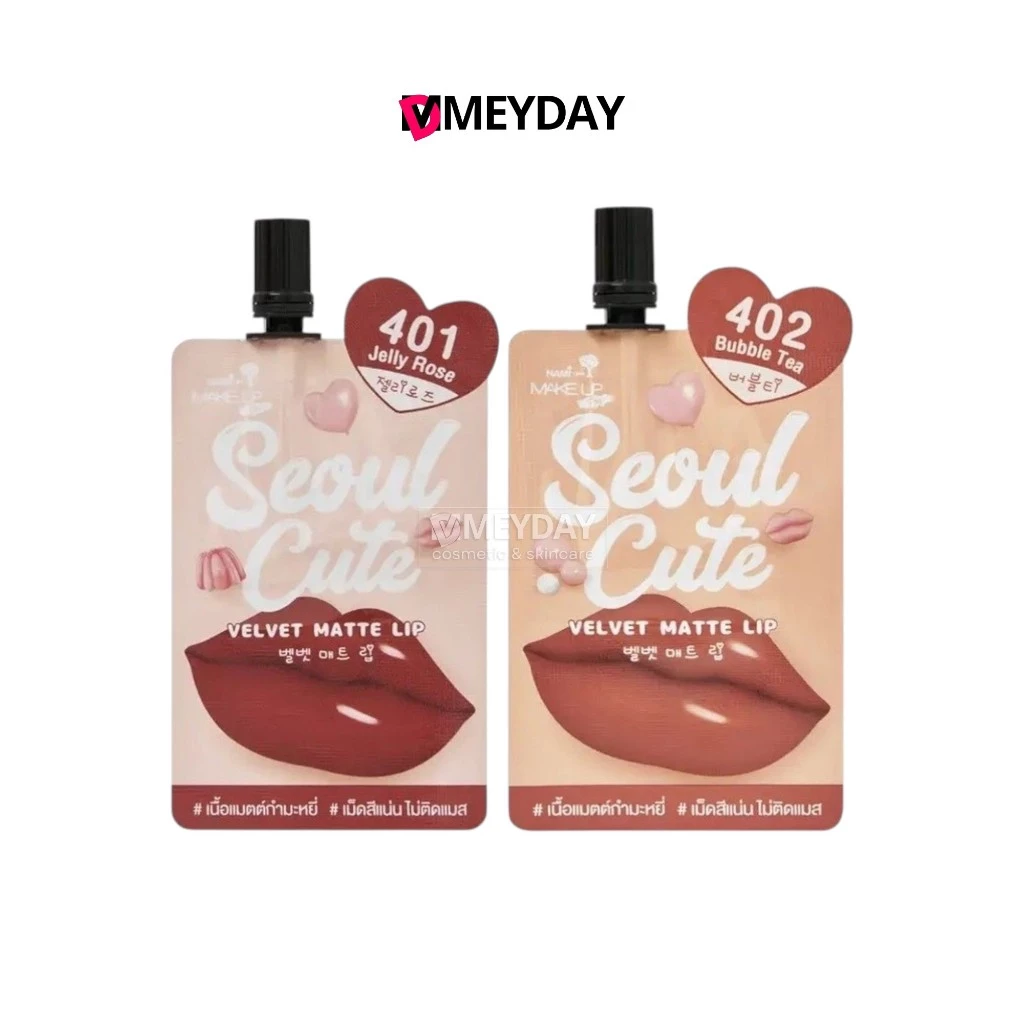 ( แบบซอง ) Nami Make Up Pro Seoul Cute Velvet Matte Lip นามิ เมค อัพ โปร โซล คิ้วท์ เวลเวท แมตต์ ลิป 2g