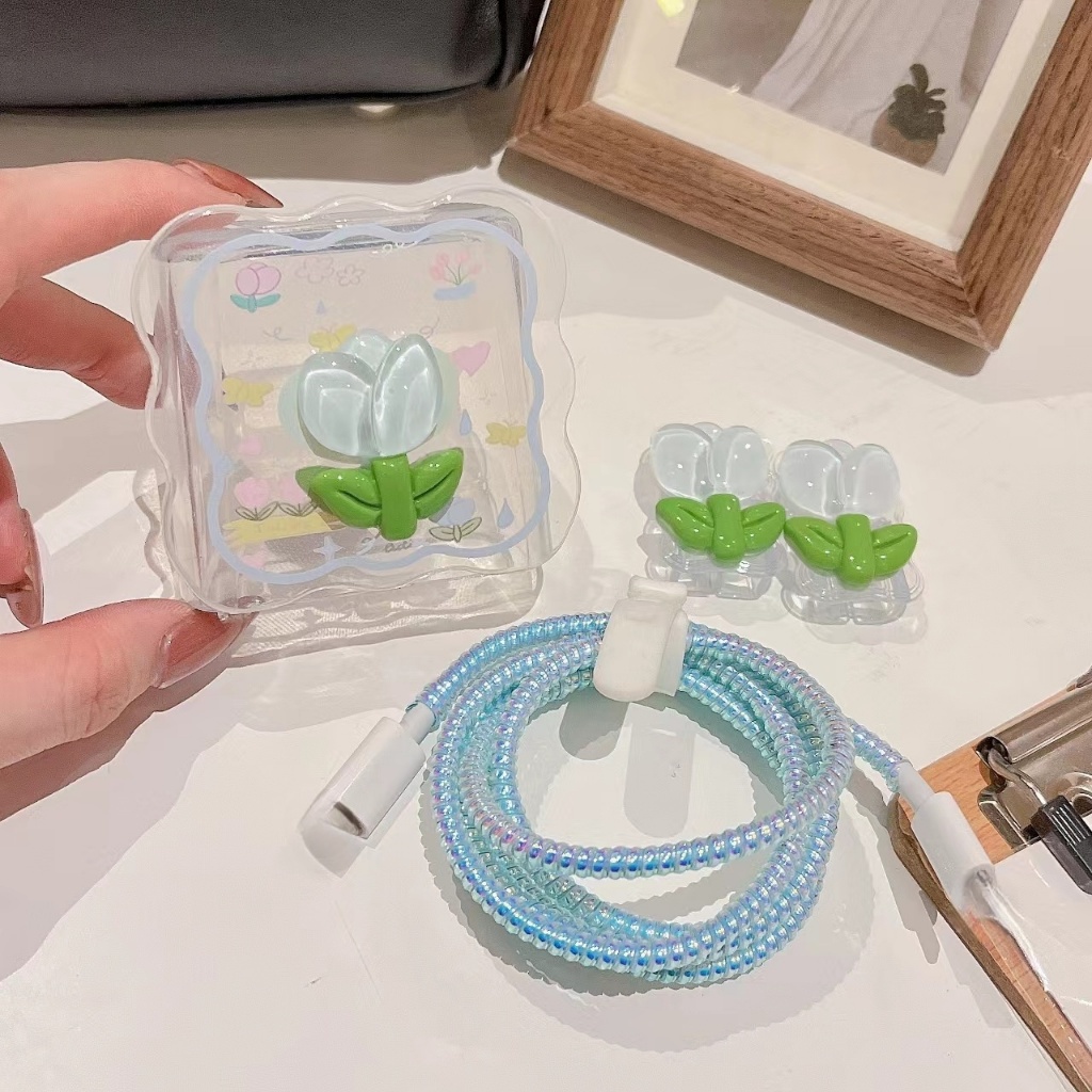 PO 65W พร้อมส่ง ชุดแต่งสายชาร์จลายการ์ตูน เคสหัวชาร์จ ซิลิโคน ใส่ง่าย ทนทาน ป้องกันอย่างดี
