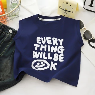 เสื้อกั๊กเด็ก เสื้อกั๊กเด็กชาย ผ้าฝ้าย100% เนื้อนุ่ม แขนกุด พิมพ์ลายตัวอักษร 0-5ปี #T22502