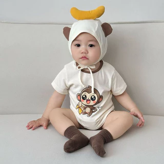 🚚สต็อกไทย ส่งไว 24 ชม romper ชุดทารกชุดช้างสำหรับทารกแรกเกิด ผ้าฝ้าย 0-18 เดือน ฤดูร้อน ชุดถ่ายรูปสวยงามสำหรับทารกแรกเกิ
