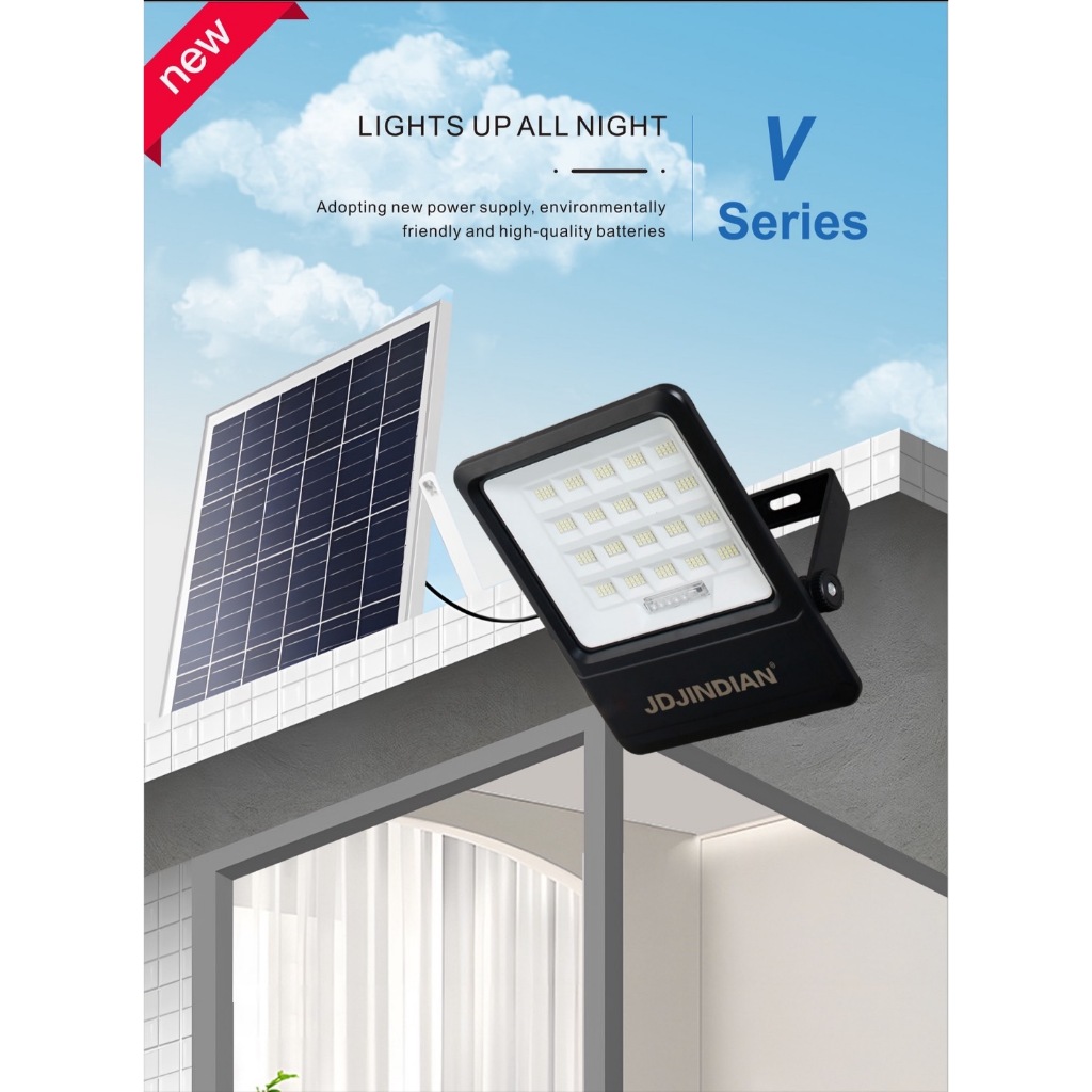JDรุ่นใหม่ล่าสุด สปอตไลท์โซล่าเซลล์ รุ่นสลิม JD-V100 JD-V200 JD-V300 JD-V500 โคมไฟสปอตไลท์ พร้อมรีโมทและอุปกรณ์ติดตั้ง