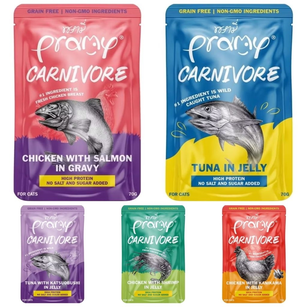 [ยกโหล] Pramy Carnivore อาหารเปียกแมว 70g×12ซอง