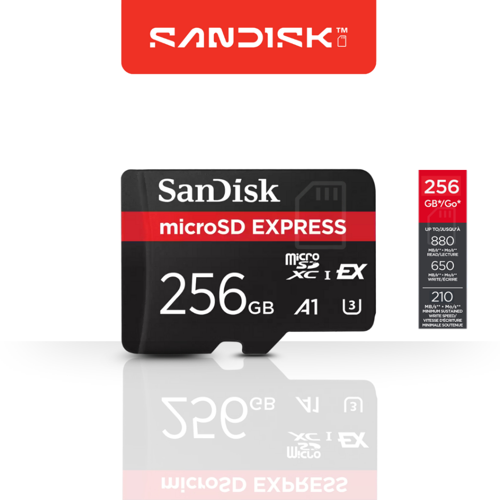 SanDisk microSD Express Card 256GB Speed Read Up to 880 Mb/s , Write 650 Mb/s ( SDSQXFN-256G-GN4NN )