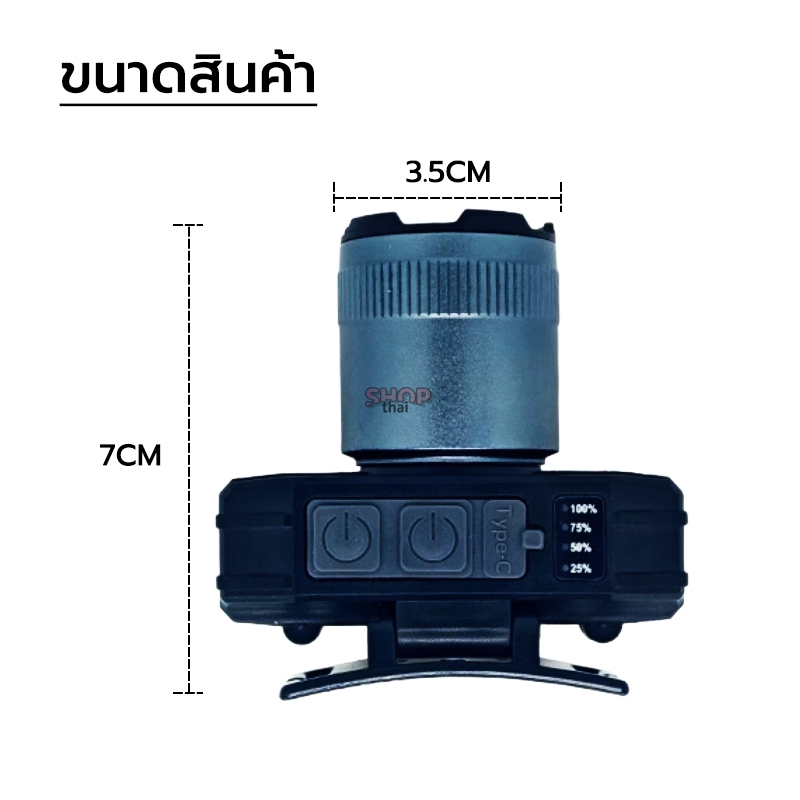 ไฟฉายคาดหัว LED ปรับแสงซูมเข้า-ออก (ขาว/วอร์ม) ส่องไกล รูปที่ 8