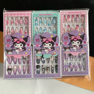 (ยกโหล 12 ชิ้น)No.1251 เล็บปลอม หนึ่งกล่องมี 12 เล็บ ลายการ์ตูนน่ารักคละลาย คละสี
