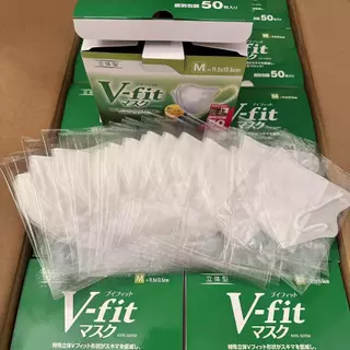 （พร้อมส่ง)Vfit 50ชิ้น M/L หน้ากากญี่ปุ่น mask 3Dสีขาว