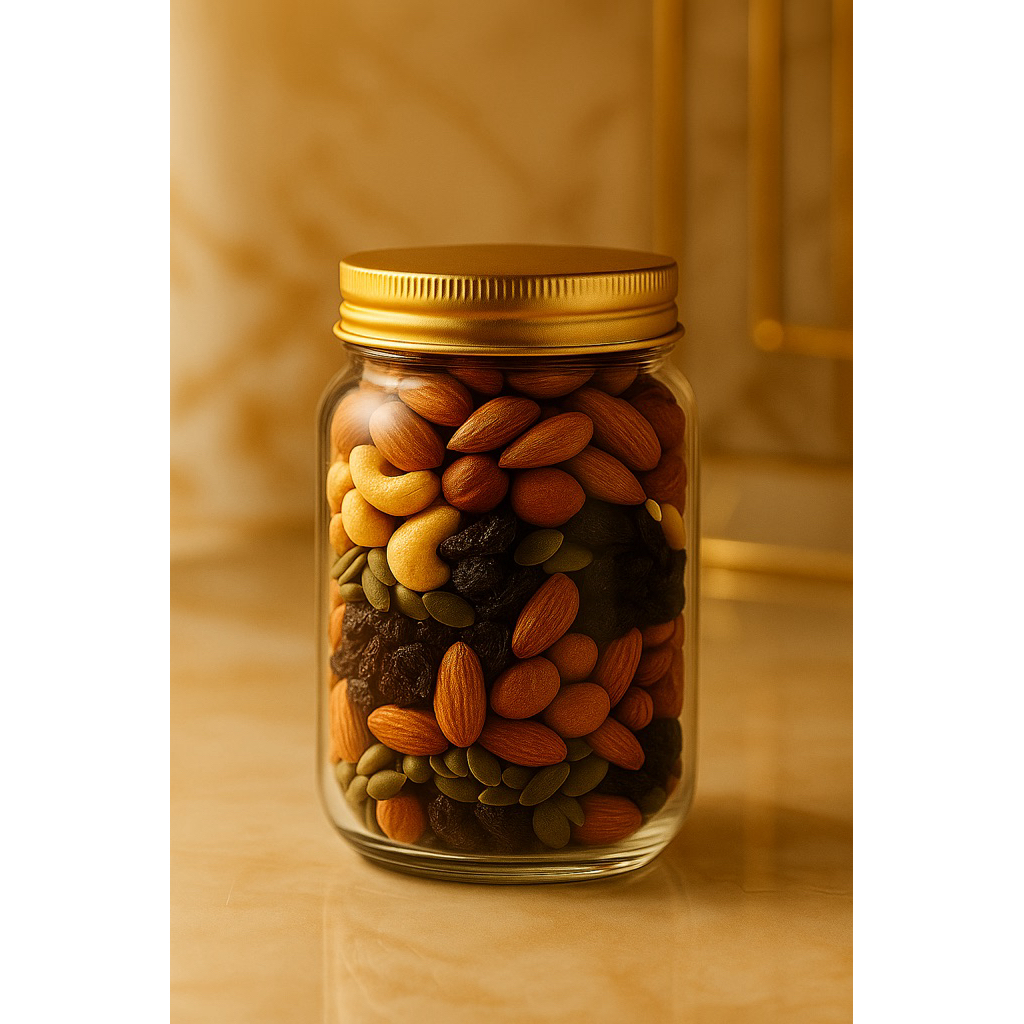 🍃 รวมถั่วและผลไม้แห้ง 5 ชนิดอบธรรมชาติ (Natural Mix Nuts & Dried Fruit)