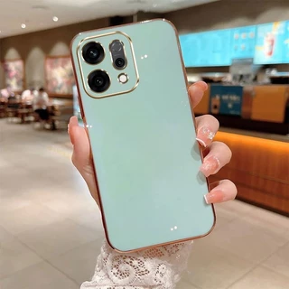 เคส ขอบทอง สำหรับ OPPO Reno16 16F 16Pro 15 15F 15Pro 14 14F 13 13F 12F 12 12Pro 11 11Pro 11F 10 10Pro+ 8T สีสวย เรียบหรู