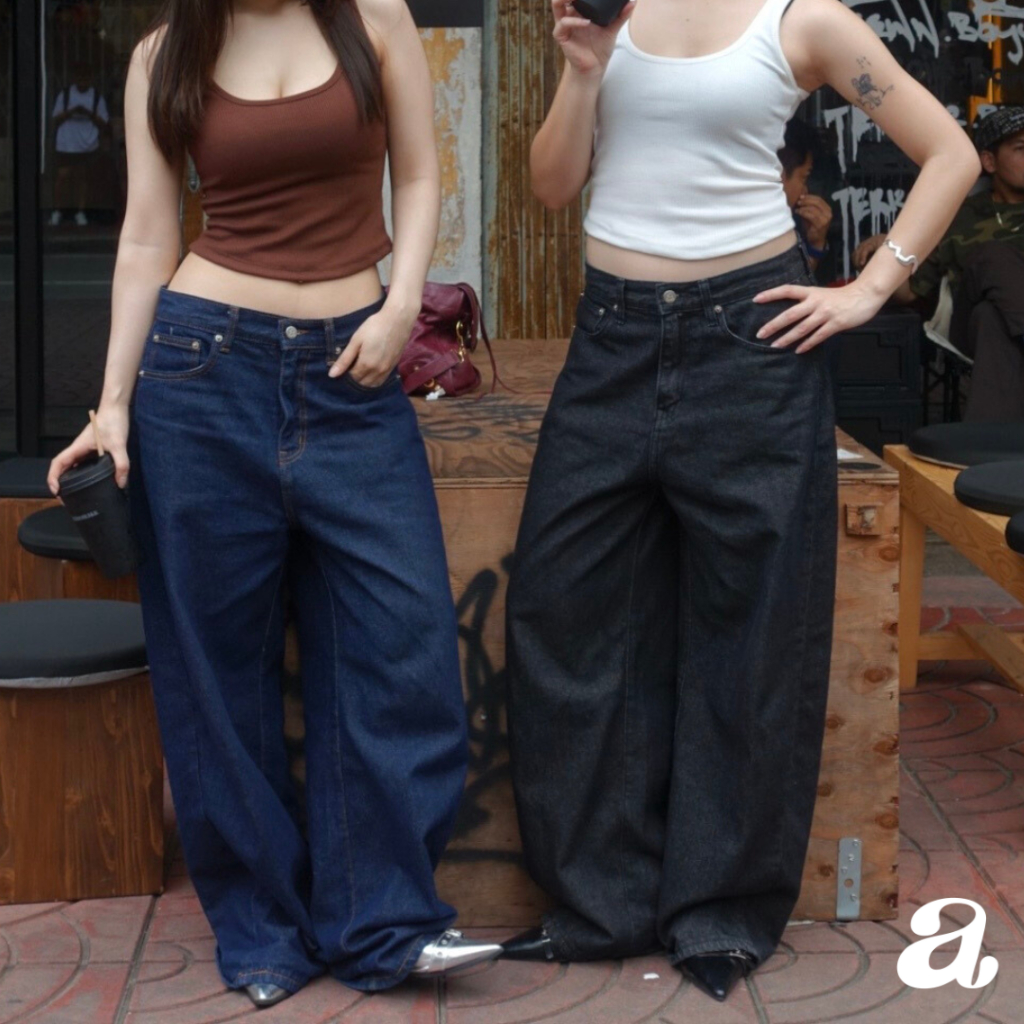 Ame.co.th | Ame Kinda Barrel Jeans | กางเกงยีนส์ทรง Barrel ใส่ได้แบบ Unisex ผ้าหนา 13oz ไม่ยืด เอวกลาง-ต่ำ มีไซส์ใหญ่