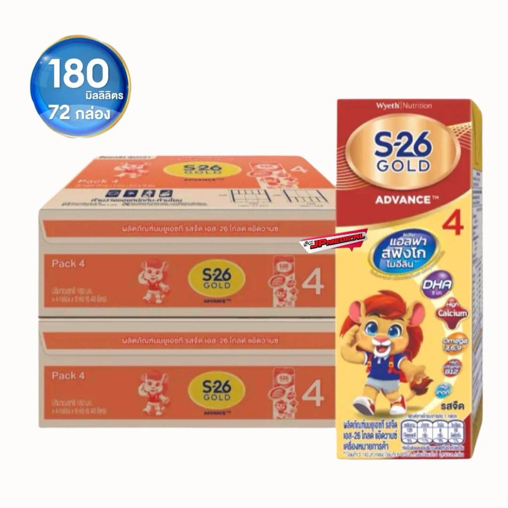 (2ลัง) แพคเกตใหม่  S-26 Gold UHT (Formula 4) Case นมกล่อง เอส-26 โกลด์ ยูเอชที สูตร 4 ยกลัง