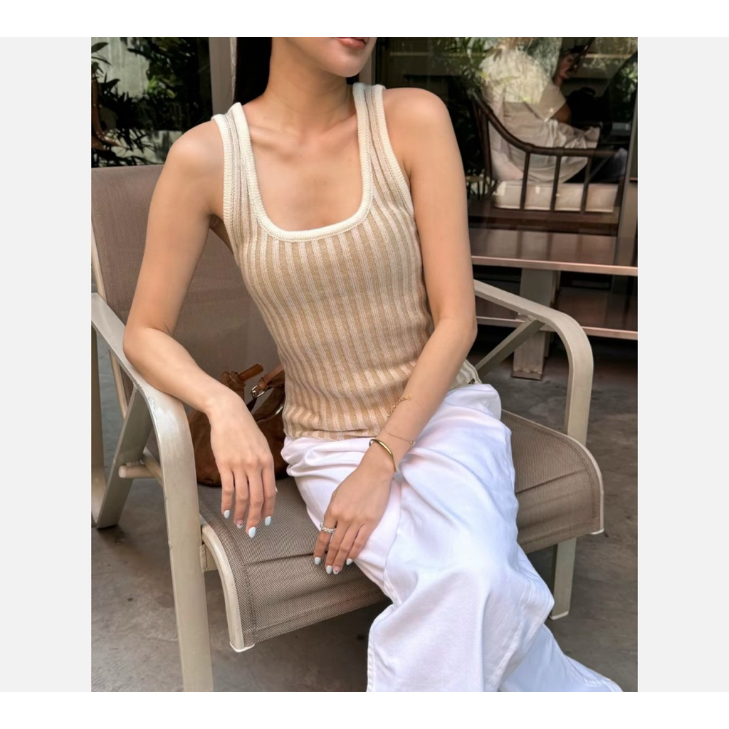 (New but washed) BXB - Willow Knit Tank เสื้อกล้ามไหมพรมร่อง สีครีม
