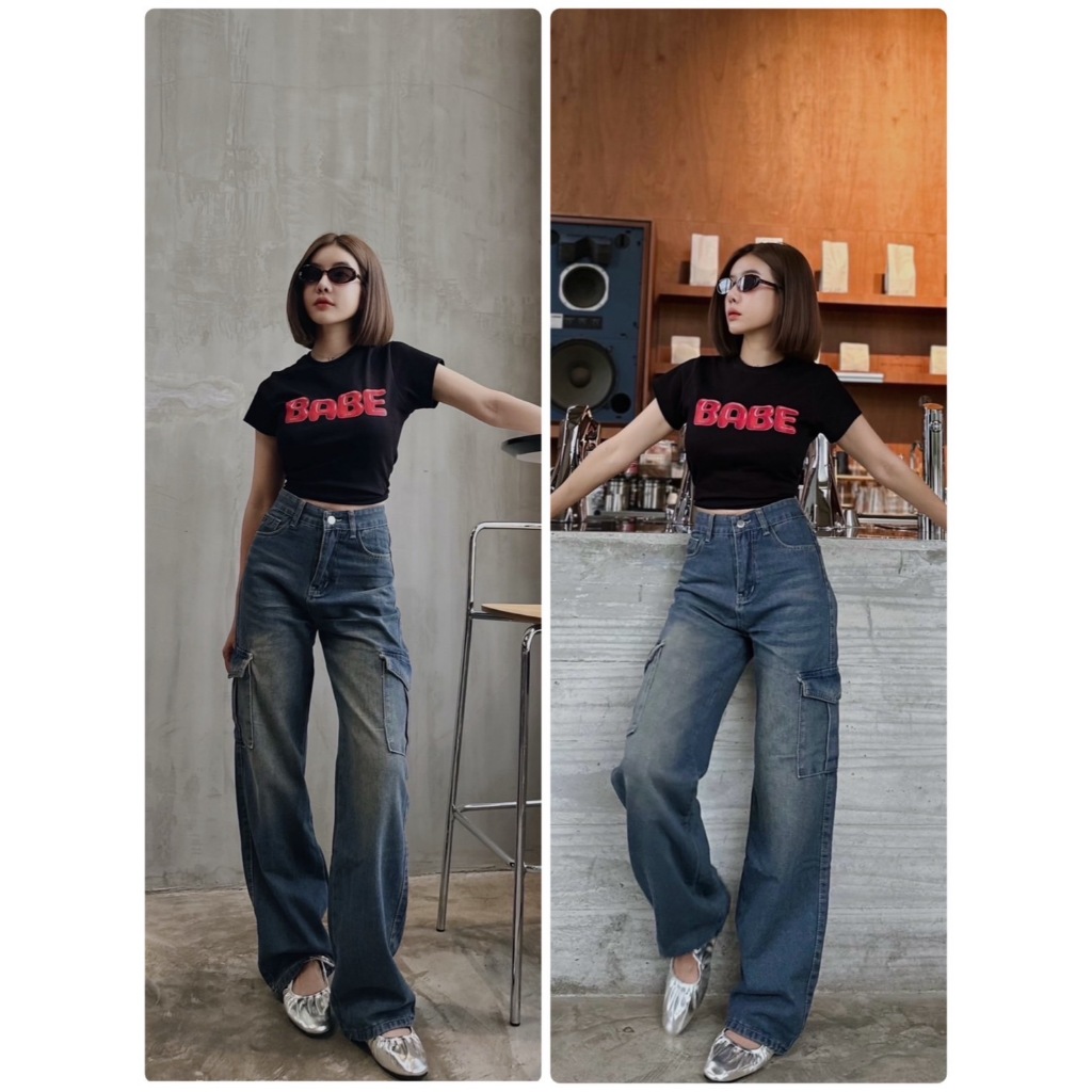 (xs--2xL)สีสนิม กางเกงยีนส์ คาโก้สีสนิม ทรงกระบอกเอวสูง ผ้ายีนส์ ไม่ยืด ใส่ได้ ชายหญิง