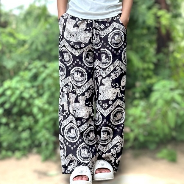 กางเกงยาวลายช้าง ผ้าเบา ลื่น นุ่ม ละลายไปเลยแม่! รหัส 218