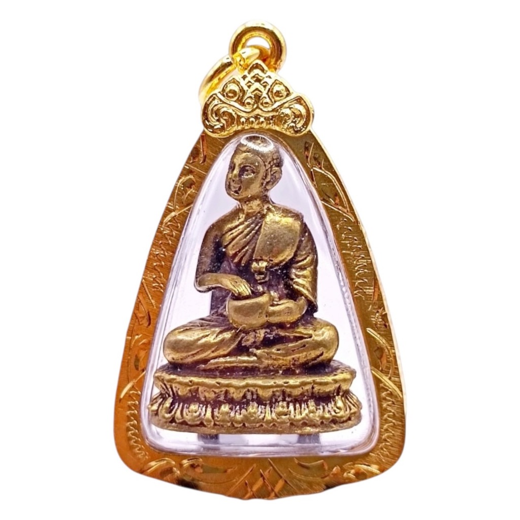 K447 จี้พระ พระอุปคุต วัดบวรนิเวศ เนื้อทองเหลือง เลี่ยมกรอบทองไมครอน ขนาด 4x2.8 ซม. เก็บปลายทาง
