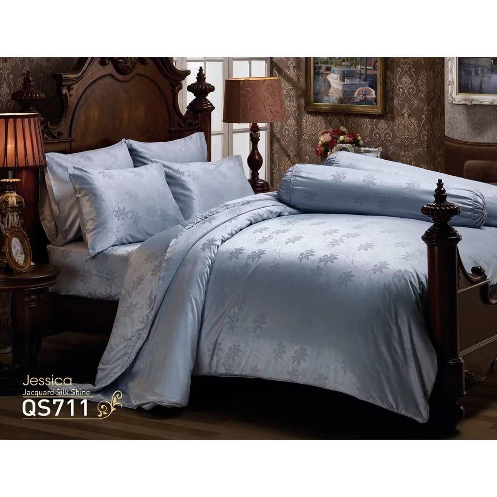 ลิขสิทธิ์แท้💯Jessica : QS711 ชุดผ้าปูที่นอน ครบชุด ขนาด 6ฟุต+ปลอกหมอนหนุน2ใบ+ปลอกข้าง2ใบและผ้านวม(ชุ