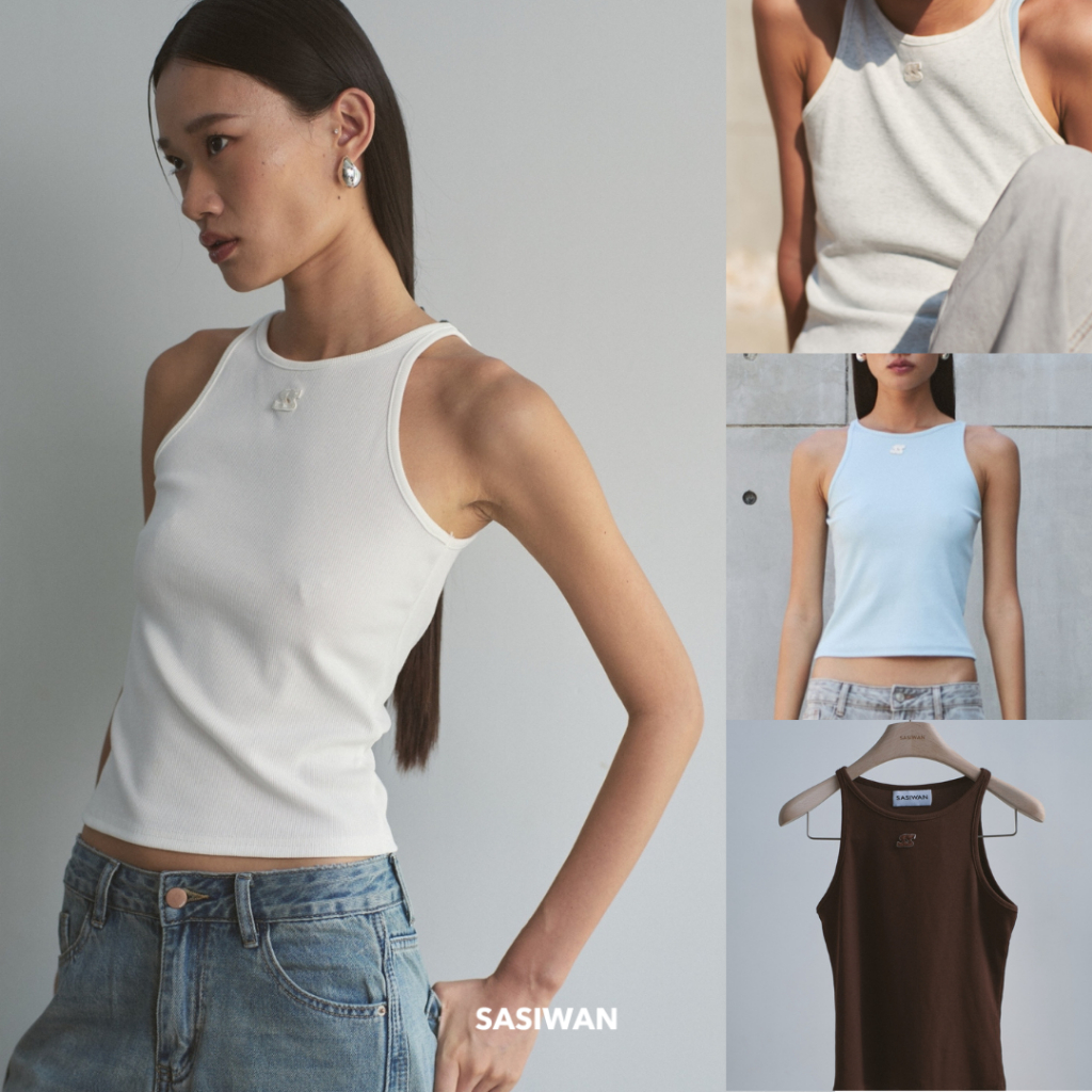 Morie Tank Top - เสื้อกล้ามผ้าร่องเล็ก เข้ารูปใส่สบาย ปักโลโก้ SS