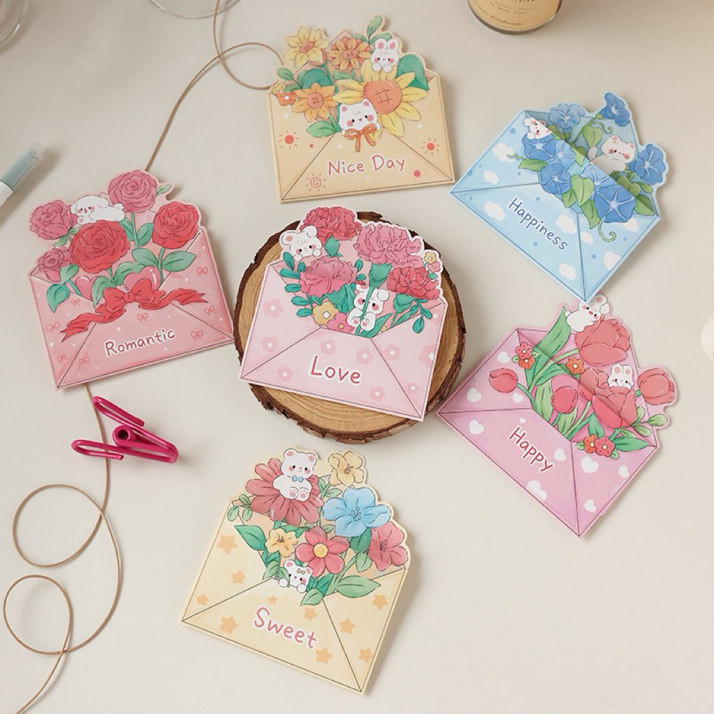 (แบบ Y4) :  การ์ดอวยพร  พับได้ การ์ดดอกไม้ การ์ดสวยๆ การ์ดสำหรับร้านเค้กร้านดอกไม้ การ์ดอวยพรราคาถูก