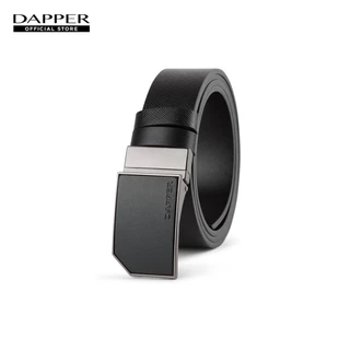 DAPPER เข็มขัดหนังแท้ Snip Corner Plaque Buckle Belt แบบใส่ได้ 2 ด้าน สีดำ (BBC/BK/1287PG4)