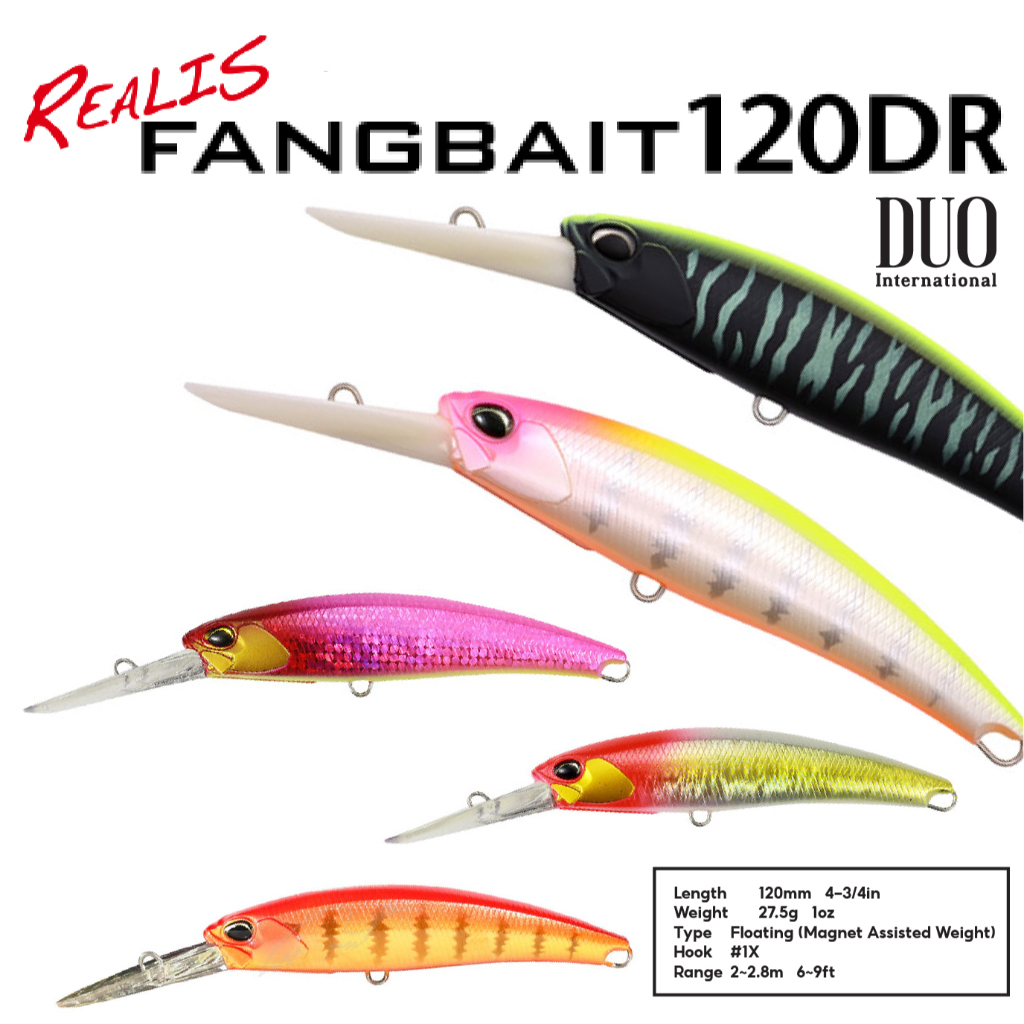 เหยื่อ DUO REALIS FANGBAIT 120DR มีทั้งลิ้นขุ่นและลิ้นใส