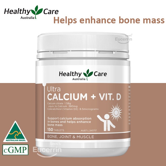 Healthy Care Ultra Calcium Plus Vitamin D 150 Tablets ช่วยดูดซึมแคลเซียม เพิ่มมวลกระดูก