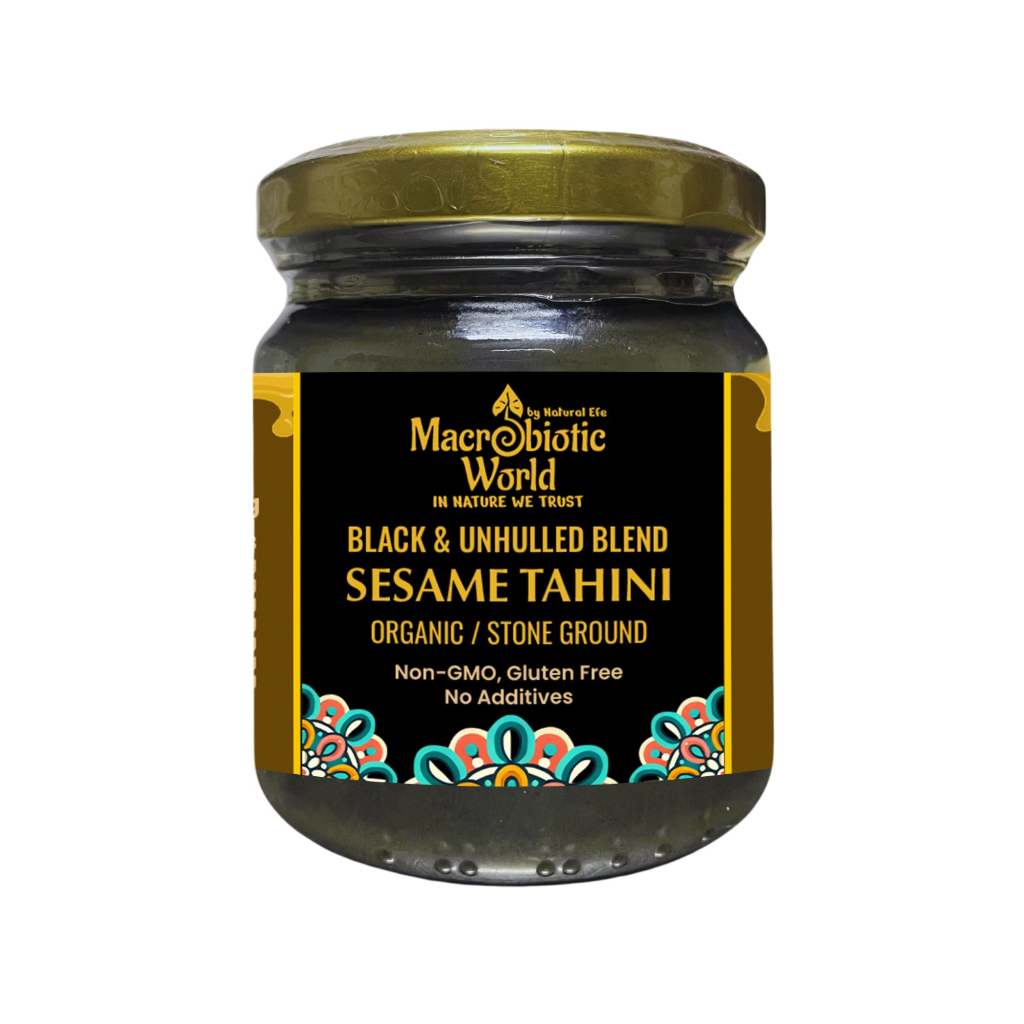 ORGANIC/BIO BLACK & UNHULLED SESAME SEED TAHINI BLEND (185g/500g)