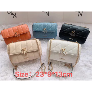 L YN New Letter Buckle Flap Diamond Chain Bag กระเป๋าสะพายข้างผู้หญิง，40
