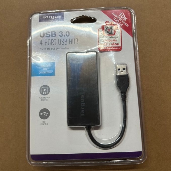 clearance (สินค้ามีตำหนิที่แพคเกจ สินค้าใหม่ มือ 1 รับประกันเต็ม 1 ปี ) USB HUB 2.0 4-Port Targus [ACH214AP]