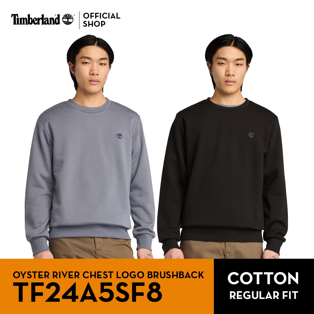 Timberland Men’s Oyster River Chest Logo Brushback Crew Neck เสื้อสเวตเชิ้ต (TF24A5SF8)