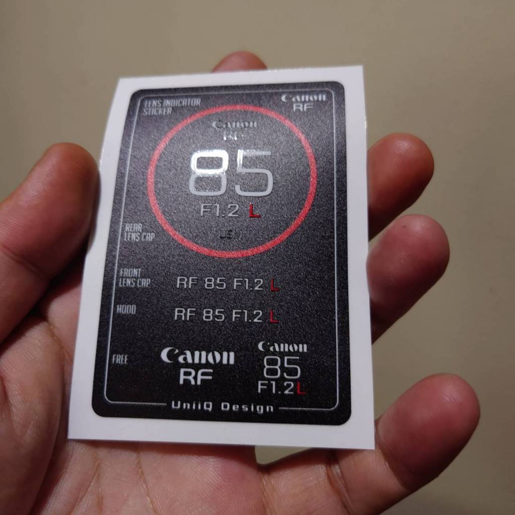 Sticker Lens Cap Canon RF [Fix Lens]  สติกเกอร์แต่งฝาเลนส์ บอกระยะทางเลนส์ บอกค่าF แปะฝาหน้าหลังเลนส์ ฮูด